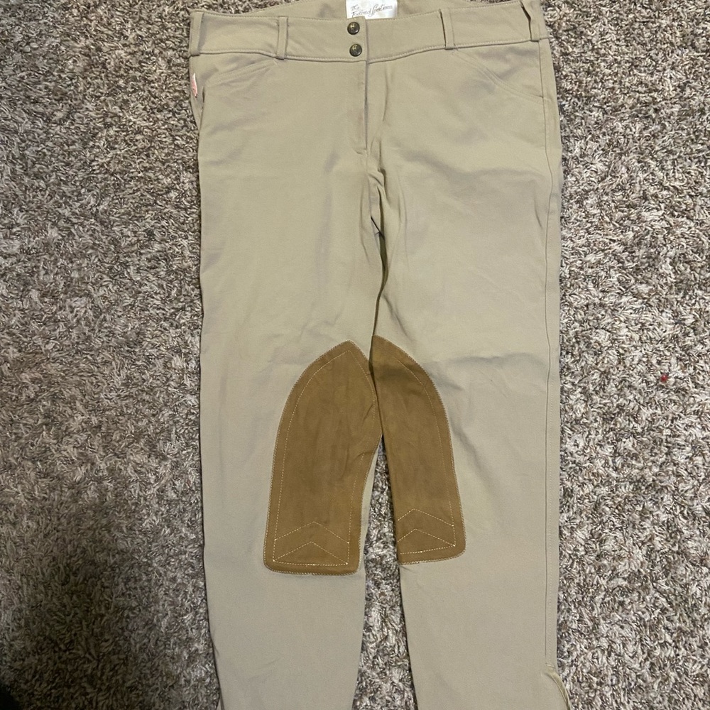 The Tailored Sportsman 34R tan midrise kneepatch breeches.